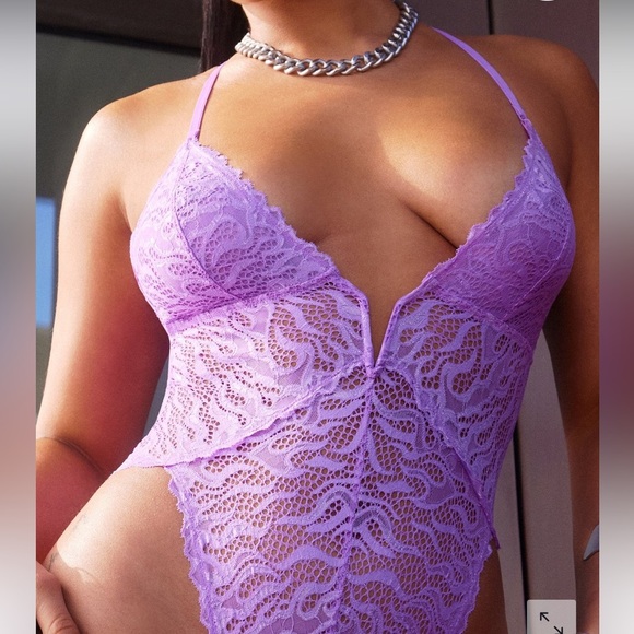 Savage X Fenty Purple Mist Fast Lane Lace Teddy - Picture 3 of 7